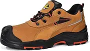 [SAFETOE] S3Work Shoes Men's/Women's Military,L-7510 Safety Shoes, Anti-Static, Waterproof, Breathable Leather, Lightweight, Comfortable Insole, Fiber Glasses Toe Cap,Kevlar Plate