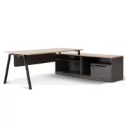 Cuevas 1.8m Right Return Office Desk - Black with Natural Top