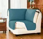 Subrtex Reversible Corner Sofa Slipcover with Elastic Straps, Turquoise