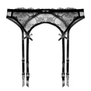 Alacki Lace Hollow Elastic Garter Belt Sexy Adjustable 4 Straps Suspender Belt