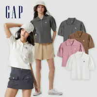 在飛比找momo購物網優惠-【GAP】女裝 Logo泡泡袖短袖POLO衫-多色可選(65