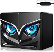 V128 USB 2.1 Stereo Sound Speaker Desktop Computer Subwoofer Home Low Frequency Amplifier for Phone Notebook Upgraded Version Black Black(Upgraded)