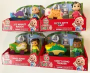 COCOMELON LANE JJ's Wagon, CECE Kitty Cart, NINA Bunny Buggy & CODY Dino Trekker
