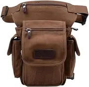 Men's Canvas Waist Waist Leg Bag Leg Shoulder Shoulder Bag Cross Body Thigh Hip Cradle Motorcycle Riding(Coffee)