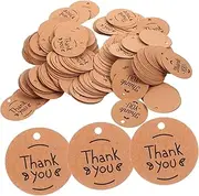 Veemoon 200pcs Circle Shaped Paper Tags with Twine for DIY Present Wrapping Thank You Labels for Crafts and Personalization Pre Punched for Easy Use