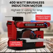 Bench Belt and Disc Sander Combo with Brushless Motor, 0.1m Linisher + 0.15m ...
