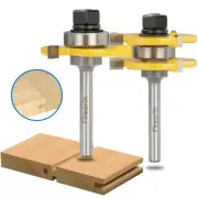 Tongue and Groove Router Bit Set 2 Pieces 3 Teeth Wood Milling Cutter 1/4 1/2''