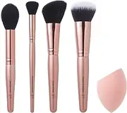 e.l.f. Complexion Essentials Brush & Sponge Set, Concealer, Powder, Blush & Highlighter Brushes & Total Face Sponge, Vegan & Cruelty-Free