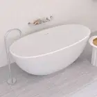 1650mm Sasso Oval Matte White Stone Freestanding Bath