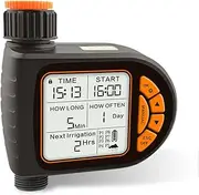 Orange-Black Irrigation System with LCD, 8 Programs, Rain , Manual Button, 2 AA Battery Powered