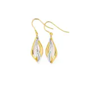 9ct Gold Two Tone 15mm Open Swirl Drop Earrings