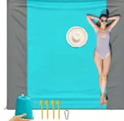 ISOPHO Beach Mat Sandproof Waterproof XL Blue 106'' x 83''