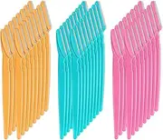 50 Pcs Eyebrow Razor, Multipurpose Exfoliating Dermaplaning Tool for Face, 3 Colors Trimming and Shaving Grooming Eyebrow Face Razor and Eyebrow Shaper for Women and Man