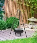 Tripod Garden Fire Pit BBQ Barbecue Cast Iron & Steel Fire Pit Bowl Round