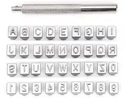 OwnMy 36 PCS Capital Letters and Numbers Stamp Set, 1/4" / 6mm Alphabet Stamp Tools Set Leather Craft Stamping Tools Leather Art Craft Tool