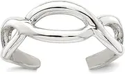 [JewelryWeb] 16.7mm 925 Sterling Silver Polished Criss Religious Faith Cross Adjustable toe ring-toe ring for Women