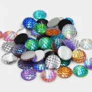 Fish Scale Style Beads - Flat Back Resin Cabochons DIY Crafts Jewelry Bead 50Pcs