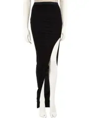Rick Owens Lilies Black Maxi Side Slit Skirt