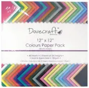 12 x 12" DOVECRAFT SCRAPBOOKING CRAFT PAPER ASSORTED COLOURS DECORATION TRDCDP59