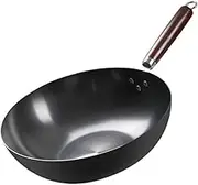 Thickened Stir Fried Vegetable Iron Pot Non Stick Pot Low Oil Fume Household Flat Bottomed Pot(32cm)