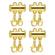 Layering Necklace Clasps, 4Pcs 2 Strands Slide Magnetic Tube Lock Clasps Gold
