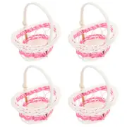 4 Pcs Small Baskets with Handles Mini Woven Flower Micro Scene