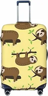 [CADREWY] Cute sloths on yellow lemons Print Travel Suitcase Cover Luggage Protector with Elastic Anti Scratch for Carry On, Black, Medium