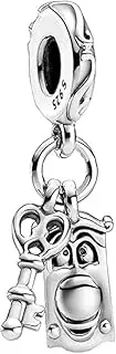 [Generic] Disney Alice In Wonderland Door Knob and Key Dangle Charm in Sterling Silver 925 Compatible with Pandora Charms,and Many Other UK Charm Bracelets., Metal