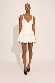 oria bubble mini dress in orchidwht