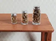Dollhouse 3 Jars of Nuts Bolts Findings 1:12 Scale Miniatures Garage Tools
