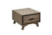 Lamp Table with 1 Storage Drawer Solid Wooden Frame in Silver Brush Colour