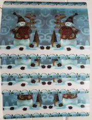 Set of 3 Kitchen Vinyl Foam Placemats (13"x18") CHRISTMAS 2 SNOWMEN, Carnation
