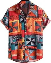 [Generic] Men's Tall Shirts Shirt Men Tops Sleeve Short Summer Baggy Cotton Shirts Loose Casual Print Linen Men Shirts Men's Casual Short Sleeve Tee (Red-b, XL)