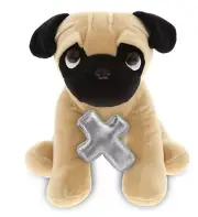 DolliBu Cute Pug Dog Plush Stuffed Animal with Silver Cross Plush - 8 Inches