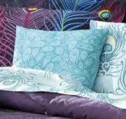 Modern PEACOCK 'FEATHERS' PILLOW Blue