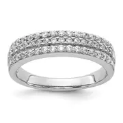 14k White Gold 3-row Real Diamond Band