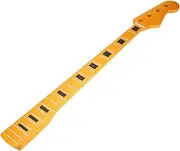 Electric 4-String Guitar Bass Neck Yellow Maple Wood 21-Fret Repair Replacement,Material (Neck and Fretboard): Maple