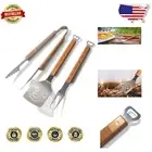 Heavy-Duty Laser-Cut BBQ Tools Set with Brass Rivets for Ultimate Grilling