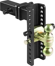 VEVOR Adjustable Trailer Hitch, 25 cm Drop & 21.59 cm Rise Hitch Ball Mount with 6.35 cm Receiver Solid Tube, 6577 kgs GTW, 5.08 cm & 5.08-0.79 cm 45# Steel Tow Balls with Key Lock for Truck Towing