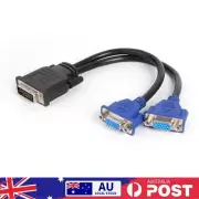 25cm 24+5 Pin DVI-I Male to Dual VGA Female 15 Pin Video Cable Adapter Splitter