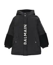 Balmain Kids Logo-Printed Panelled Padded Jacket 14Y,12Y Black