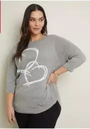 NWT RRP $90 AUTOGRAPH PLUS SIZE M / 20 GREY HEART JUMPER, 3/4 SLEEVES