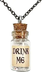 [UMBRELLALABORATORY] Alice in Wonderland Fairy Glow in The Dark Kawaii Necklace-Drink me handmade label sticker