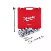Milwaukee Mechanics Hand Tool Set 1/2"Ratchet+Socket 15"Breaker Bar (48-Piece)