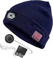 [Binxind] for Shoveling Snow Riding Winter Warm Bluetooth Light Lamp Hat Beanie with LED Music Cap Speakers & Mic Earbuds Easy Install Easy to Use D