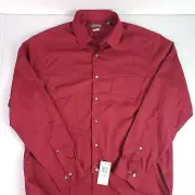 Van Heusen Dress Shirt Fitted Poplin Solid Magenta 17 34-35 XL Men's