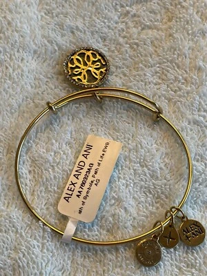 New Alex And Ani Path of Life Charm Bracelet in Gold Finish with box