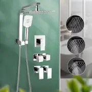 ACA WELS Square 8" SUS Shower Head 3 Mode Handheld Gooseneck Wall Arm Set /Mixer OR Taps