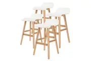 4X Wooden Bar Stool Dining Chair Leather SOPHIA 65cm WHITE