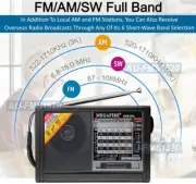 All-In-1 AM FM SW Radio Bluetooth Speaker Player Flashlight Solar Battery Power